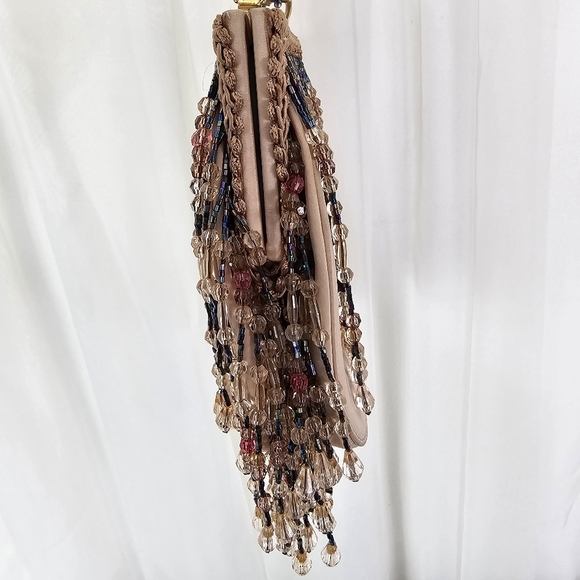 Vintage Nieman Marcus Upcycled By Swellegant Elegant Beaded Fringe Handbag - Picture 5 of 12